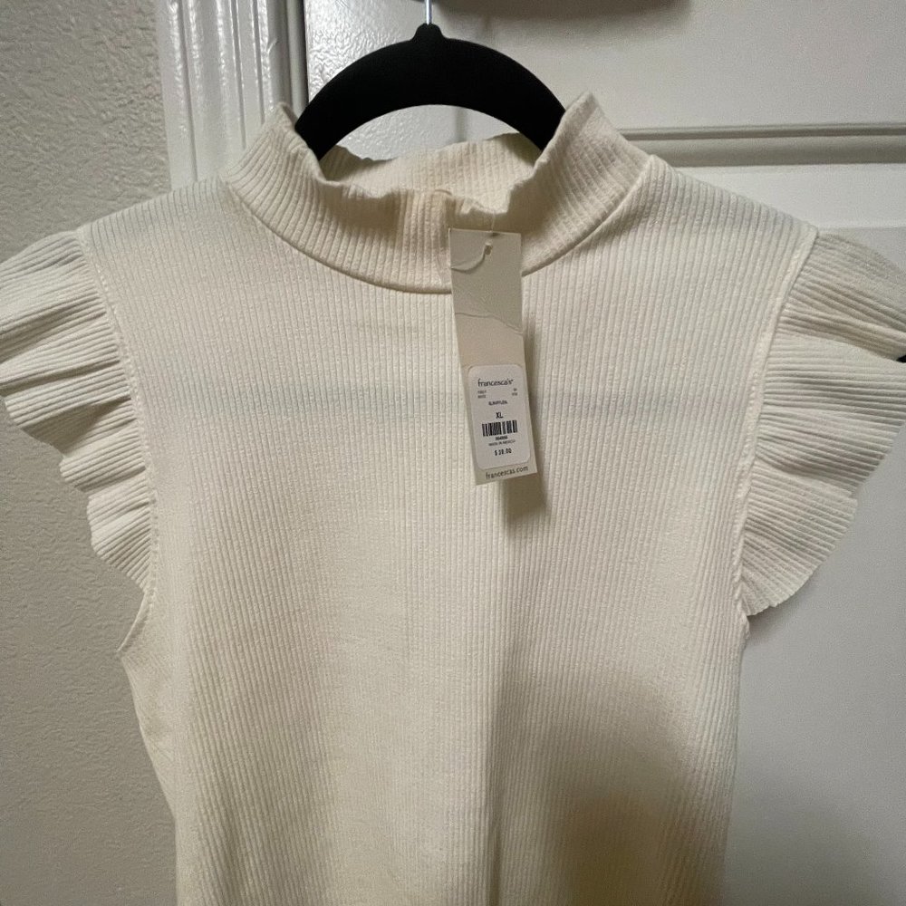 Mi Ami Cream Colored Short Sleeve Blouse New With Tags Francescas